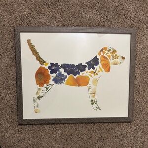 Floral Dog Silhouette Framed Art